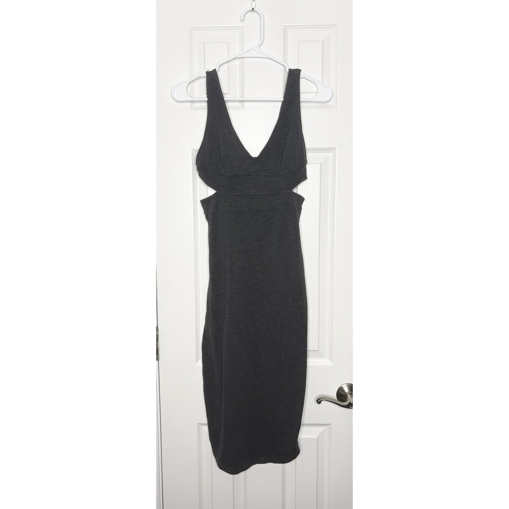 Monrow Women's Sleeveless Cut Out Side‎ Midi Dress Grey XS